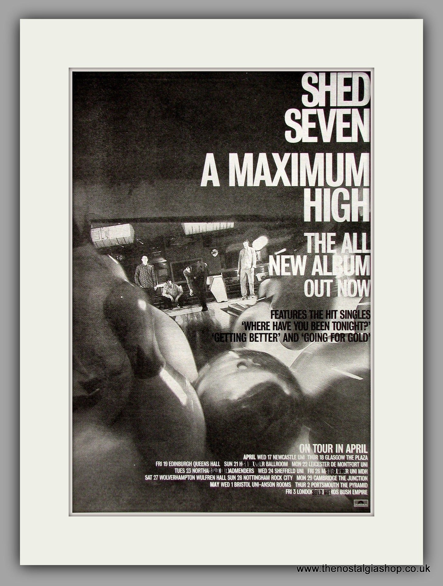 Shed Seven. A Maximum High, Also UK Tour Dates. Original Vintage Advert 1996 (ref AD10325)