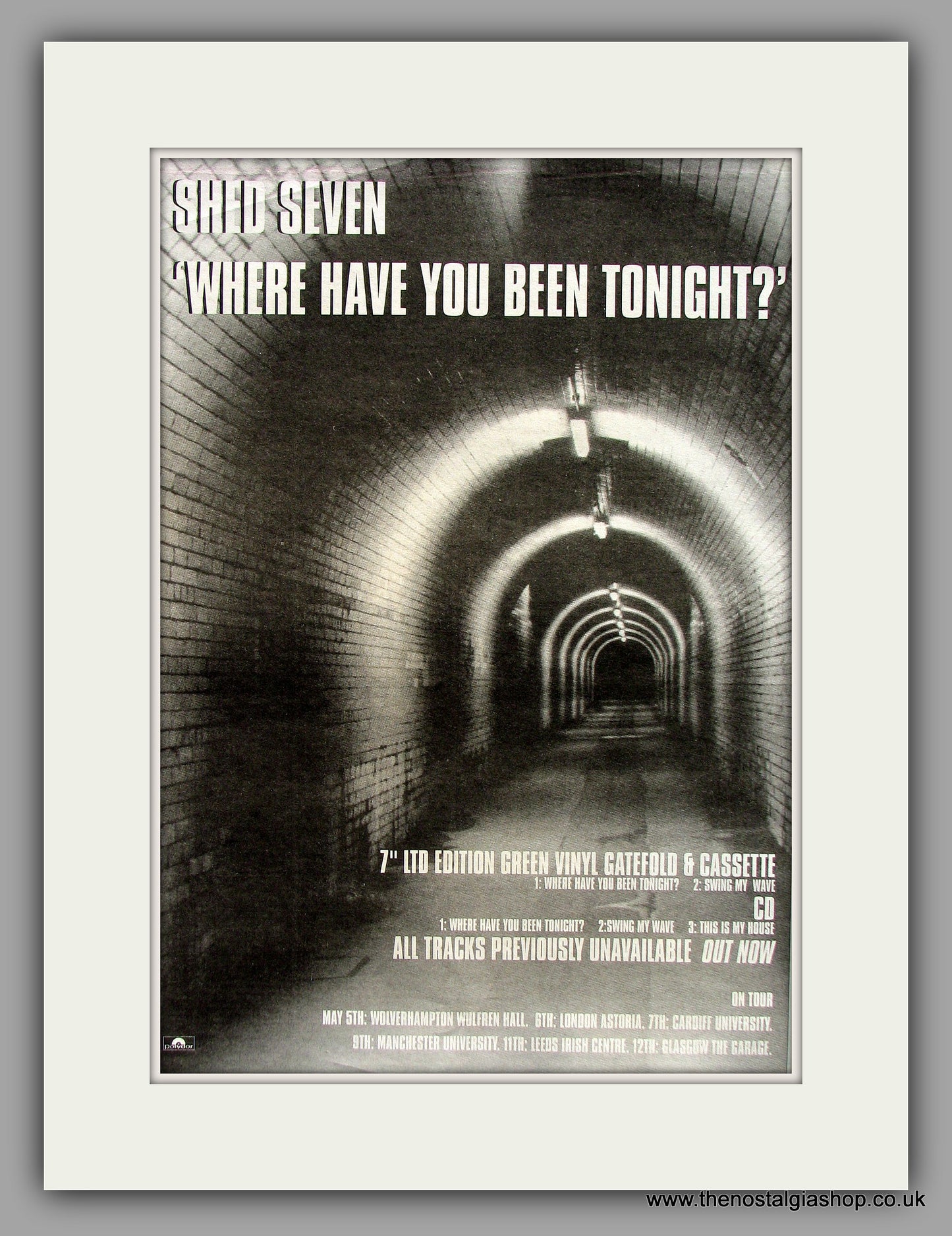 Shed Seven. Where Have You Been Tonight?. Original Vintage Advert 1995 (ref AD10328)