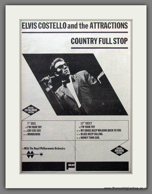 Elvis Costello & The Attractions Country Full Stop. Original Advert 1982 (ref AD12805)