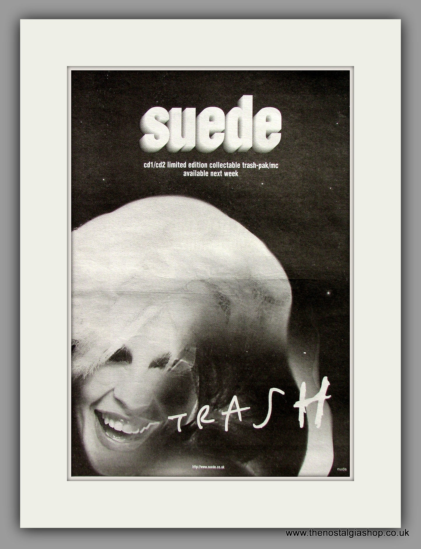 Suede. Trash. Original B/W Vintage Advert 1996 (ref AD10331)