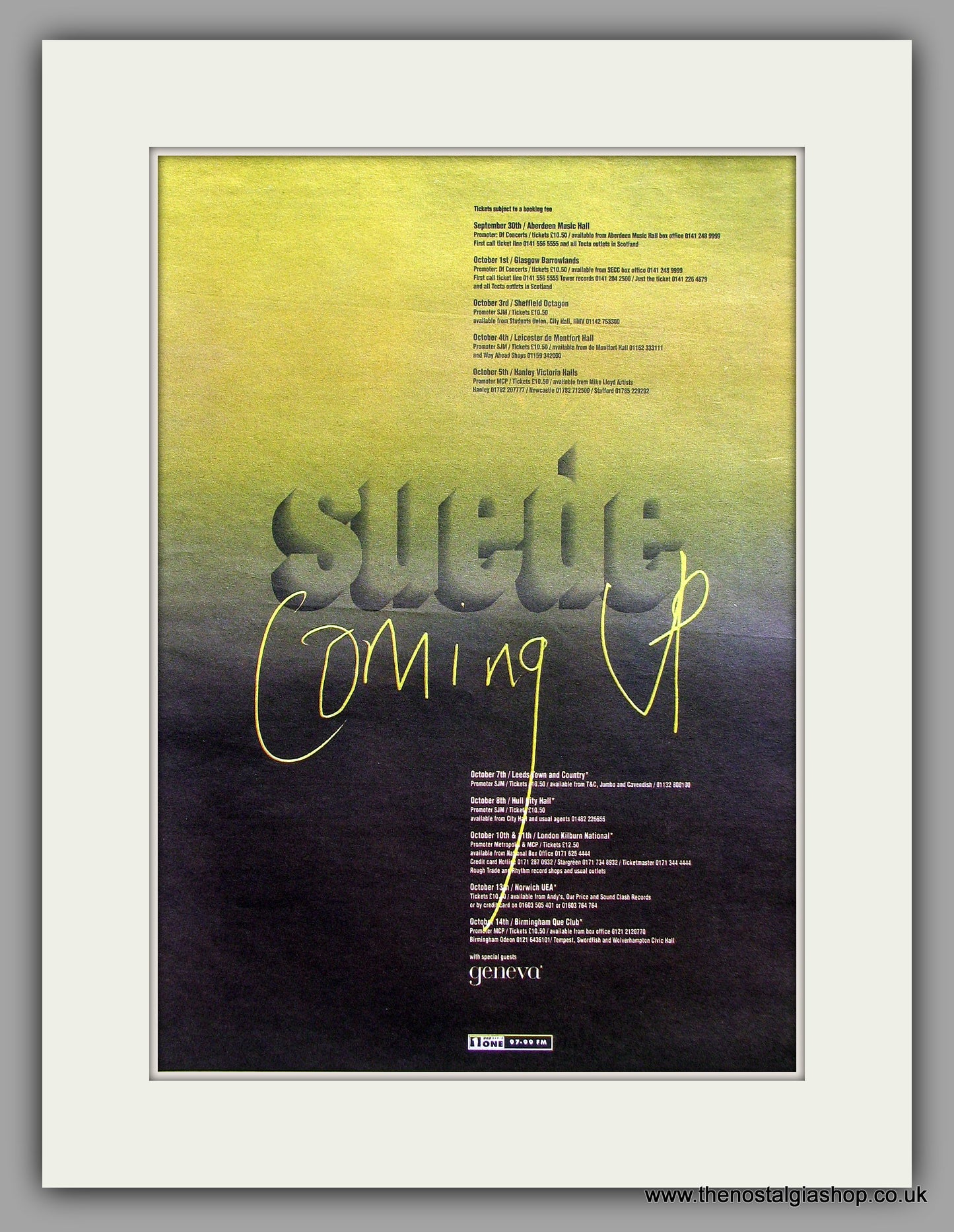 Suede. Coming Up. Original Vintage Advert 1996 (ref AD10332)