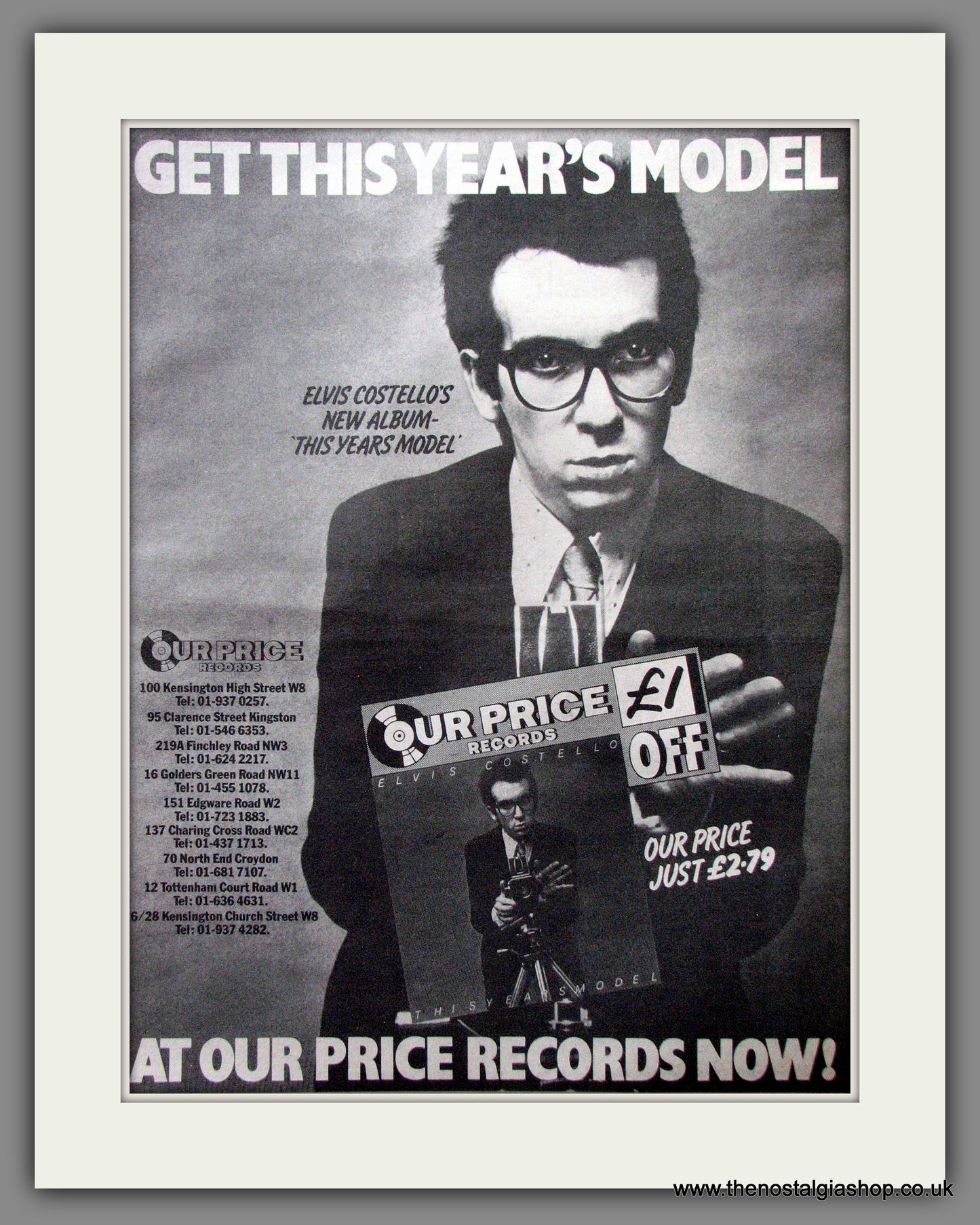 Elvis Costello & The Attractions This Years Model. Original Advert 1978 (ref AD12808)