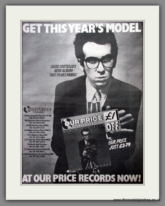 Elvis Costello & The Attractions This Years Model. Original Advert 1978 (ref AD12808)