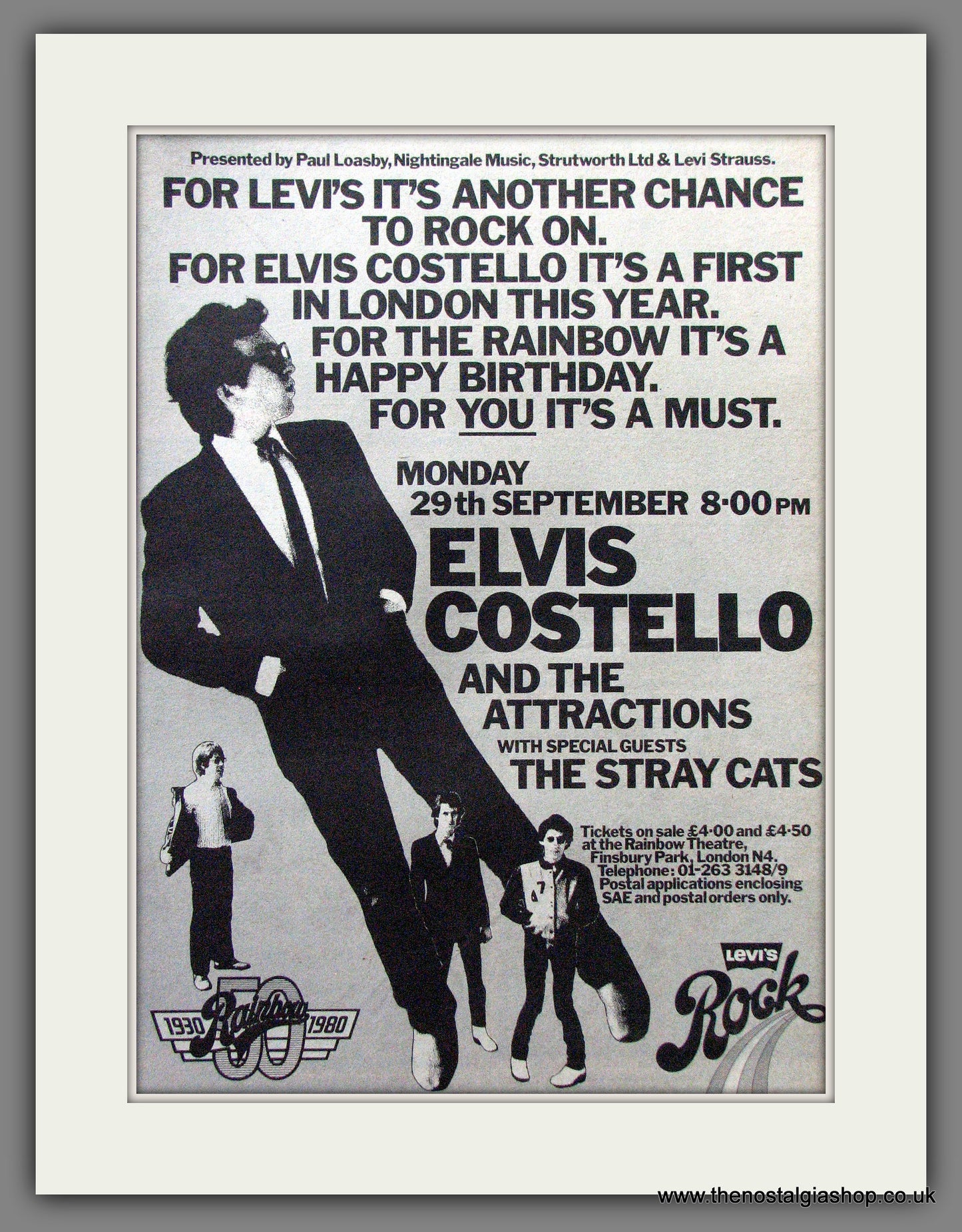 Elvis Costello & The Attractions Concert. Original Advert 1980 (ref AD12816)