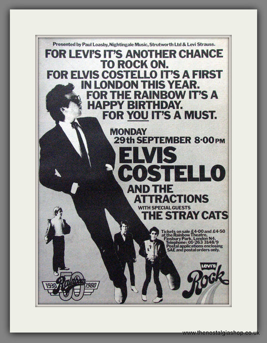 Elvis Costello & The Attractions Concert. Original Advert 1980 (ref AD12816)