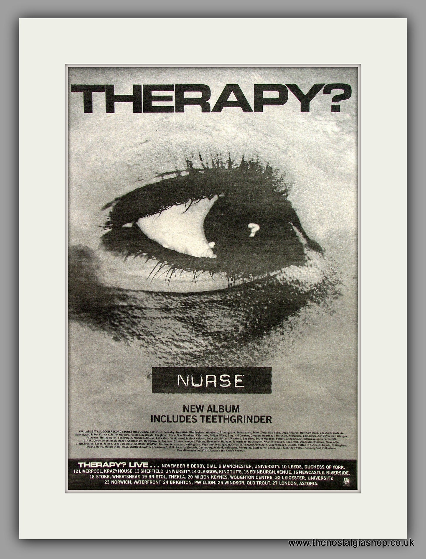 Therapy. Nurse. Original Vintage Advert 1992 (ref AD10342)