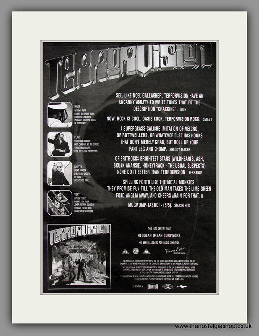 Terrorvision. Regular Urban Survivors. Original Vintage Advert 1996 (ref AD10343)