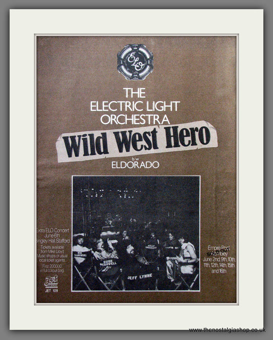 The Electric Light Orchestra Wild West Hero. Original Advert 1978 (ref AD12818)