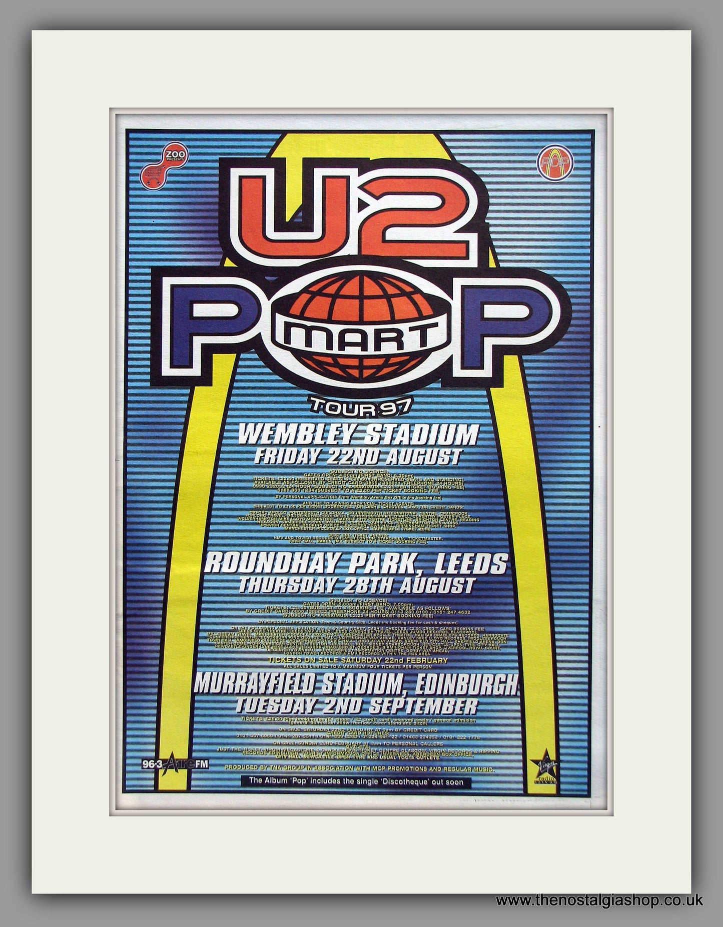 U2 Popmart Tour 97. Original Vintage Advert 1997 (ref AD10347)