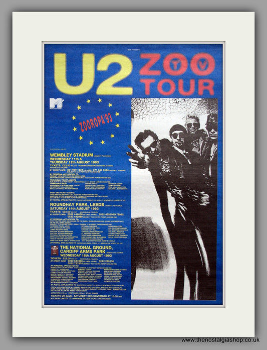 U2 Zoo Tour 93. Original Vintage Advert 1993 (ref AD10348)