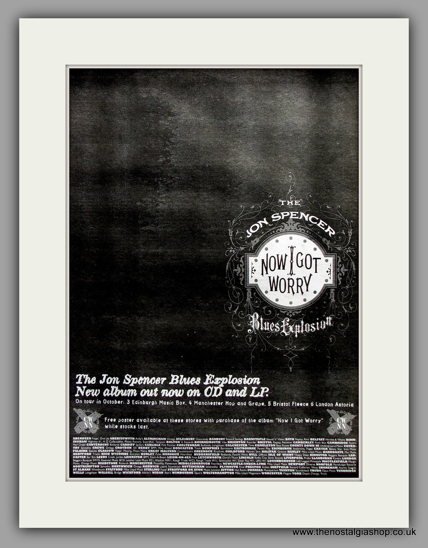 Jon Spencer Blues Explosion. Now I Got Worry. Original Vintage Advert 1996 (ref AD10359)