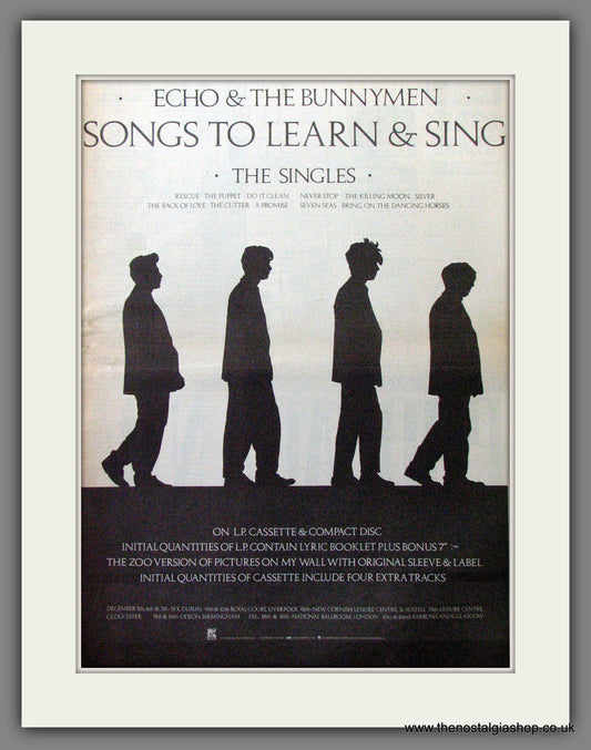 Echo And The Bunnymen Songs To Learn & Sing. Original Advert 1985 (ref AD12861)