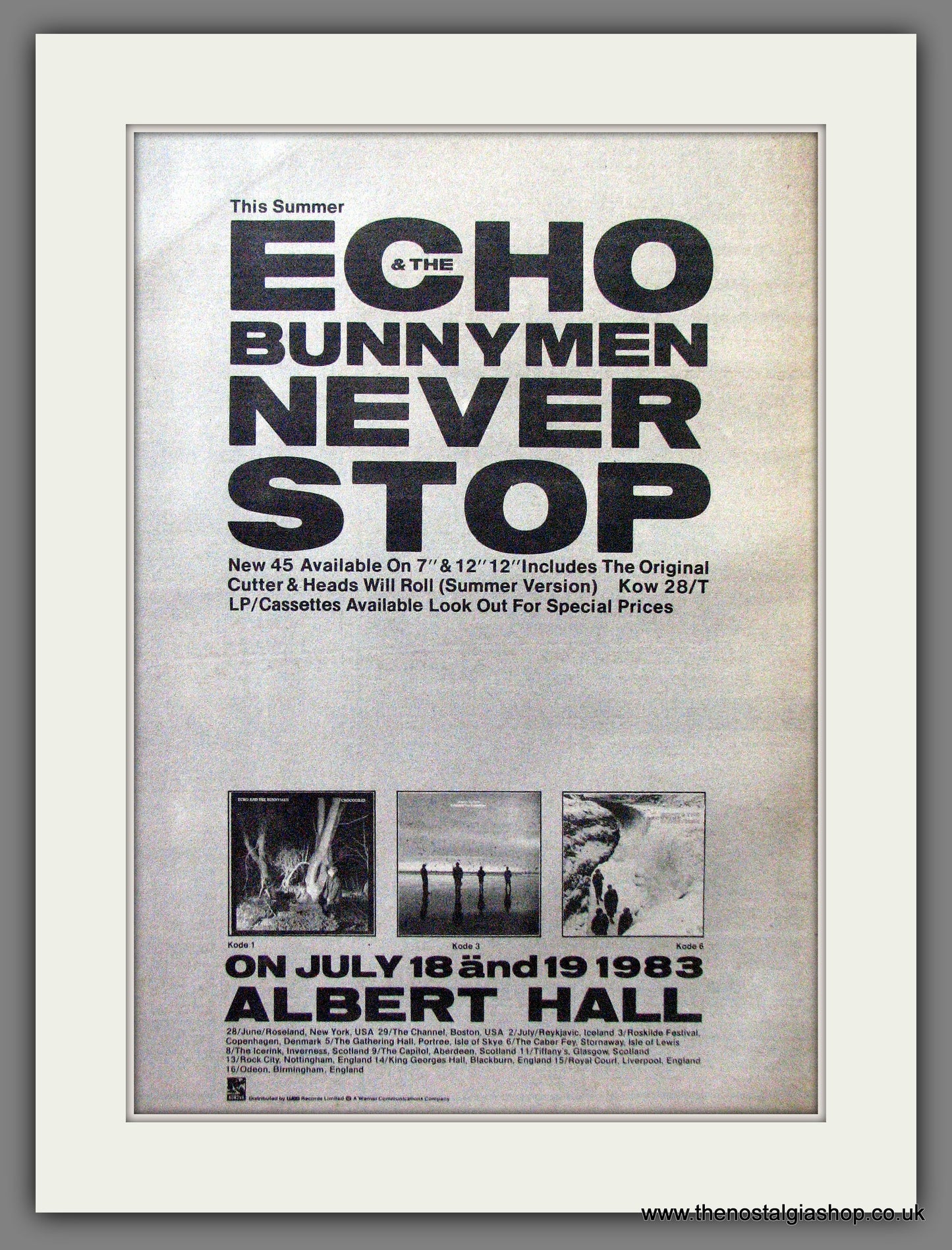 Echo And The Bunnymen Never Stop. Original Advert 1983 (ref AD12866)