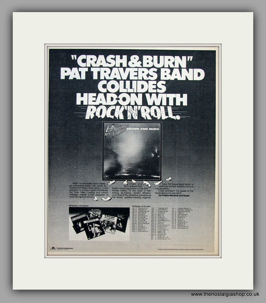 Pat Travers Band. Crash & Burn. Also UK Tour Dates. Original Vintage Advert 1980 (ref AD10373)