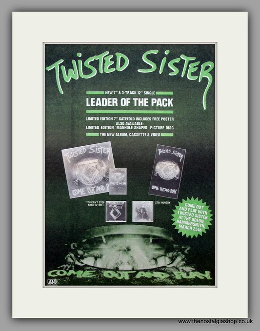 Twisted Sister Come Out And Play.  Original Vintage Advert 1986 (ref AD10377)