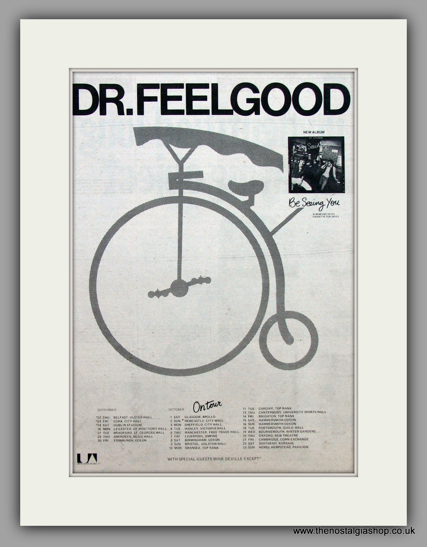 Dr. Feelgood Be Seeing You, On Tour Sept/Oct .  Original Vintage Advert 1977 (ref AD10380)