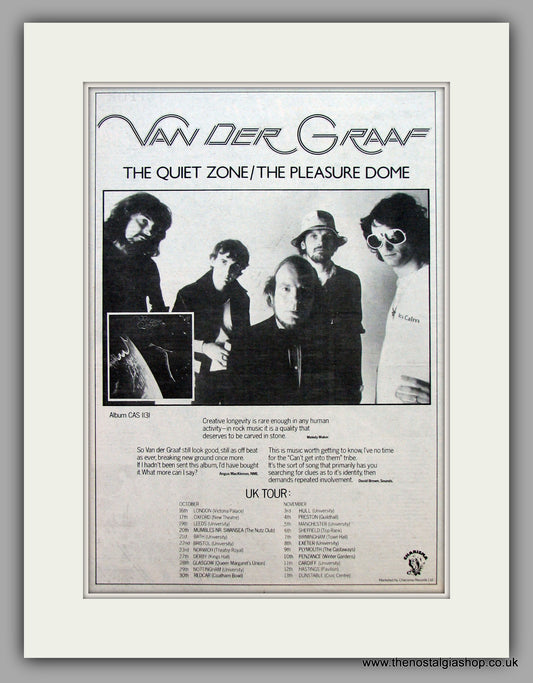 Van Der Graaf The Quiet Zone UK Tour Oct/Nov.  Original Vintage Advert 1977 (ref AD10381)