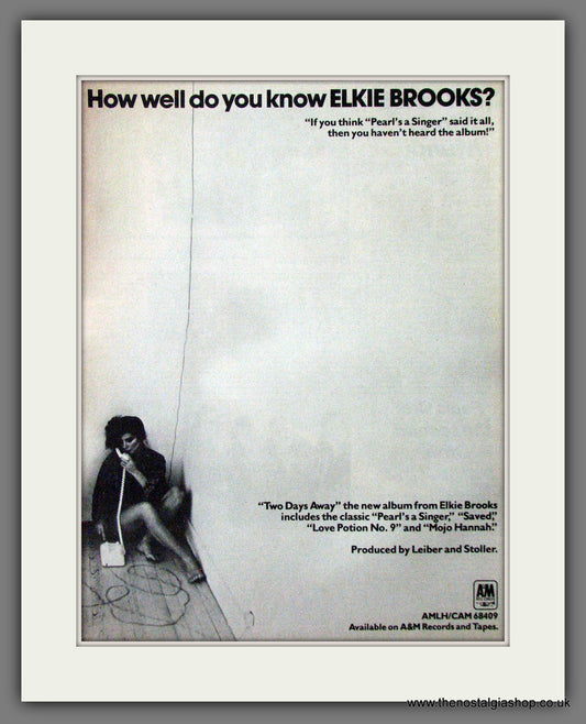 Elkie Brooks Two Days Away. Original Advert 1977 (ref AD12885)