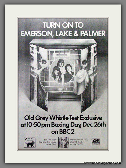 Emerson Lake And Palmer On TV. Original Advert 1973 (ref AD12889)