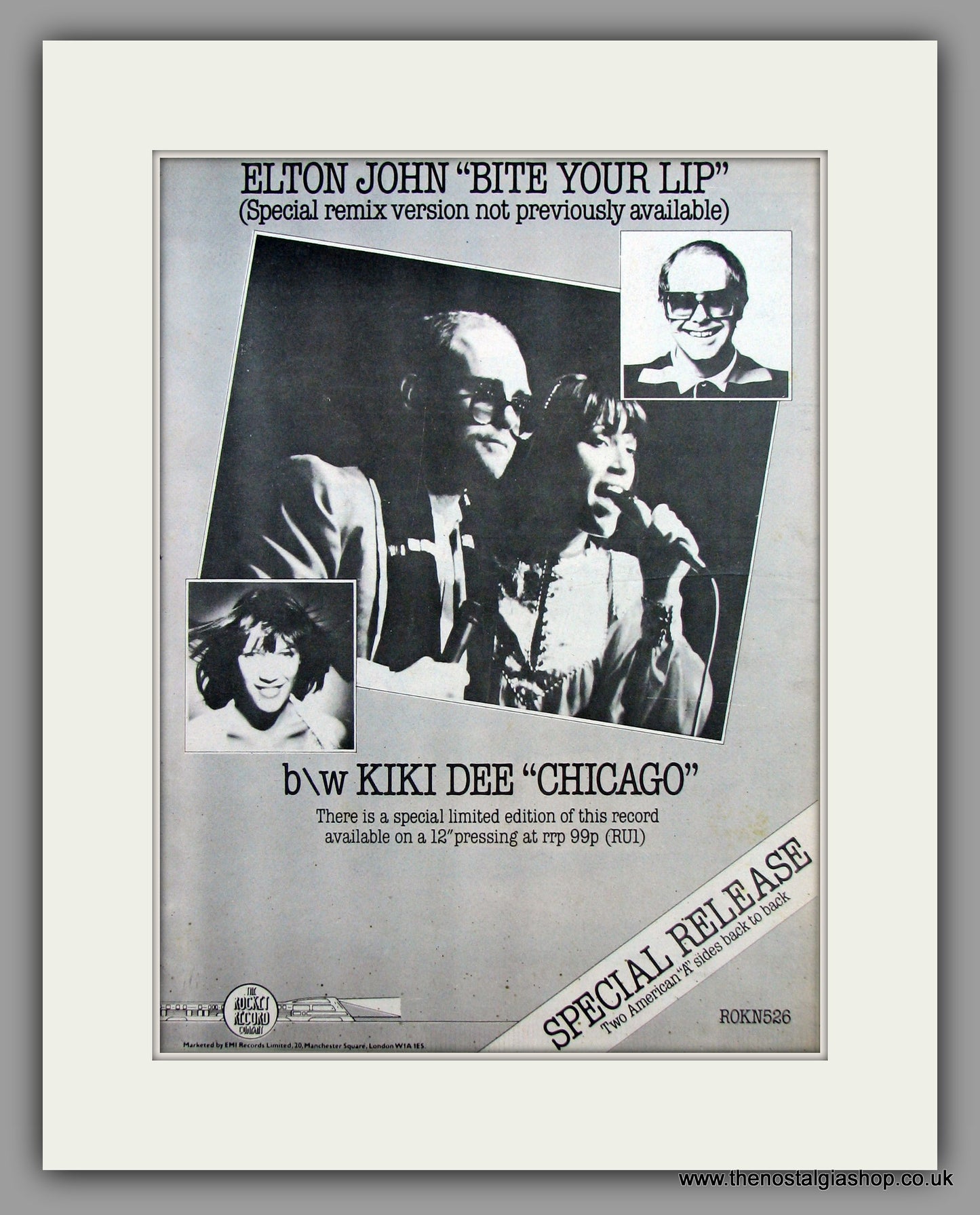 Elton John, Kiki Dee. Bite Your Lip.  Original Vintage Advert 1977 (ref AD10406)