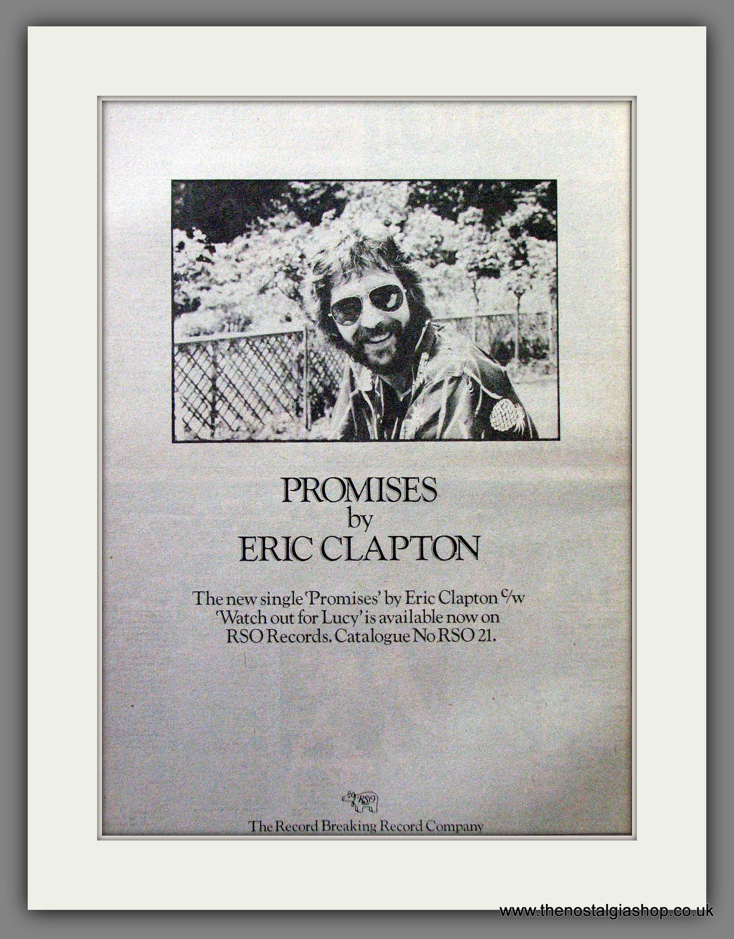 Eric Clapton Promises. Original Advert 1978 (ref AD12908)