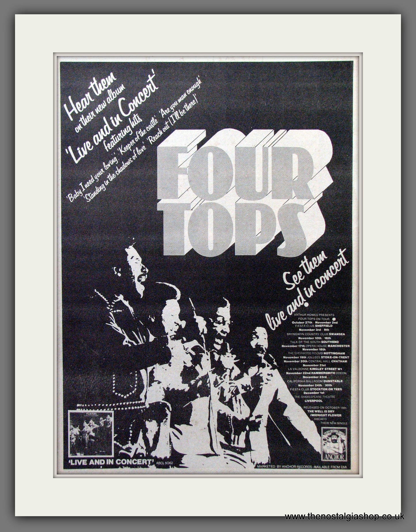 Four Tops Concert. Original Advert 1974 (ref AD12970)