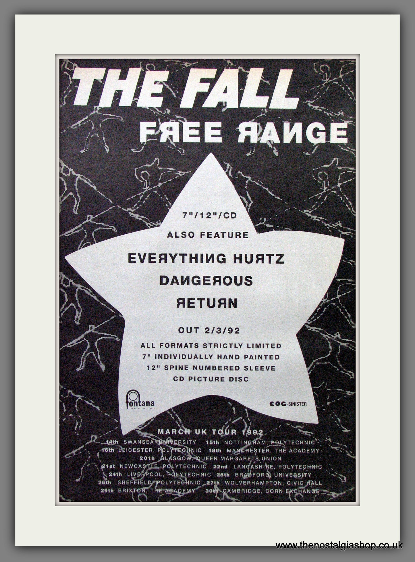 Fall (The) Free Range. Original Advert 1992 (ref AD12972)