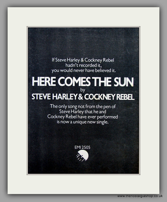 Steve Harley & Cockney Rebel - Here Comes The Sun.  Original Vintage Advert 1976 (ref AD10468)