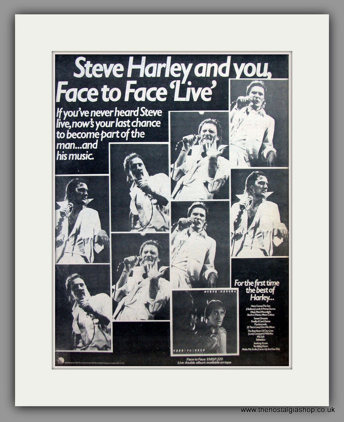 Steve Harley - .Face To face  Original Vintage Advert 1977 (ref AD10469)