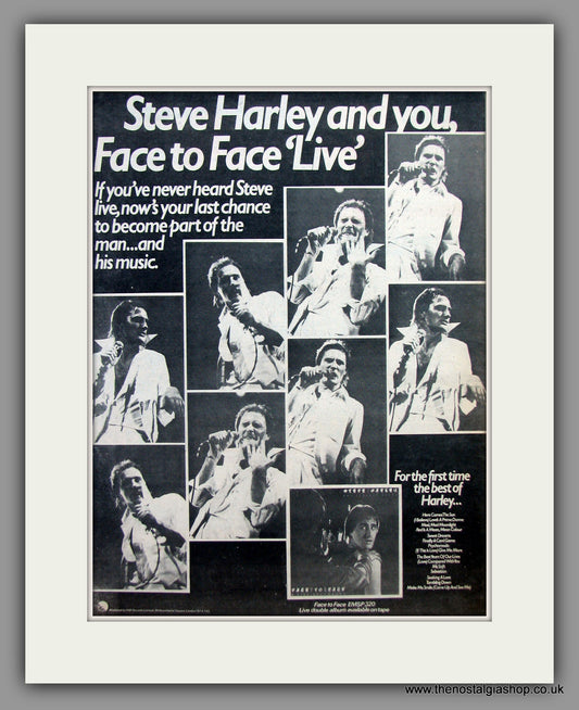 Steve Harley - .Face To face  Original Vintage Advert 1977 (ref AD10469)