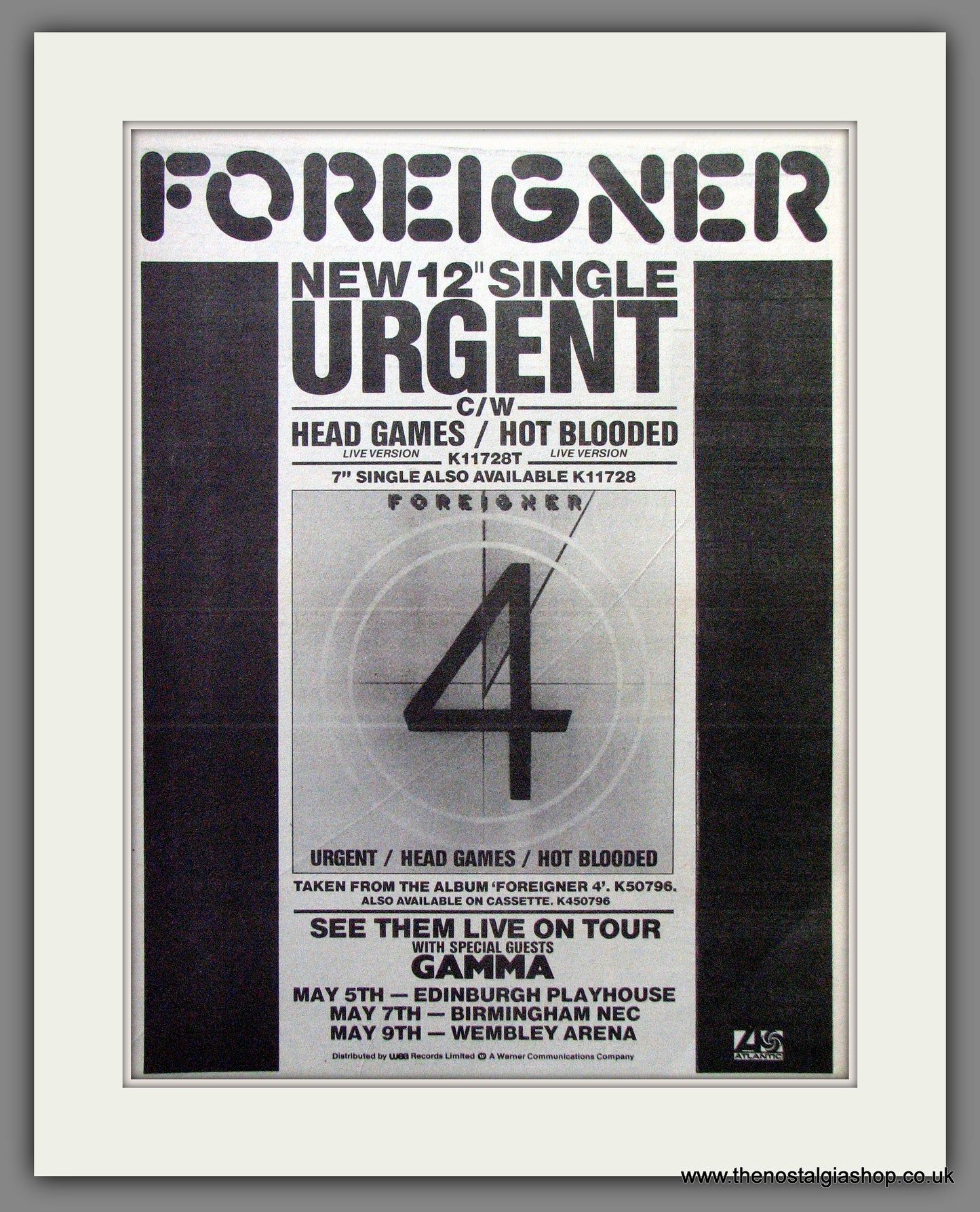 Foreigner Urgent. Original Advert 1981 (ref AD13035)