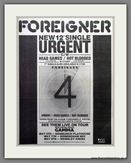 Foreigner Urgent. Original Advert 1981 (ref AD13035)