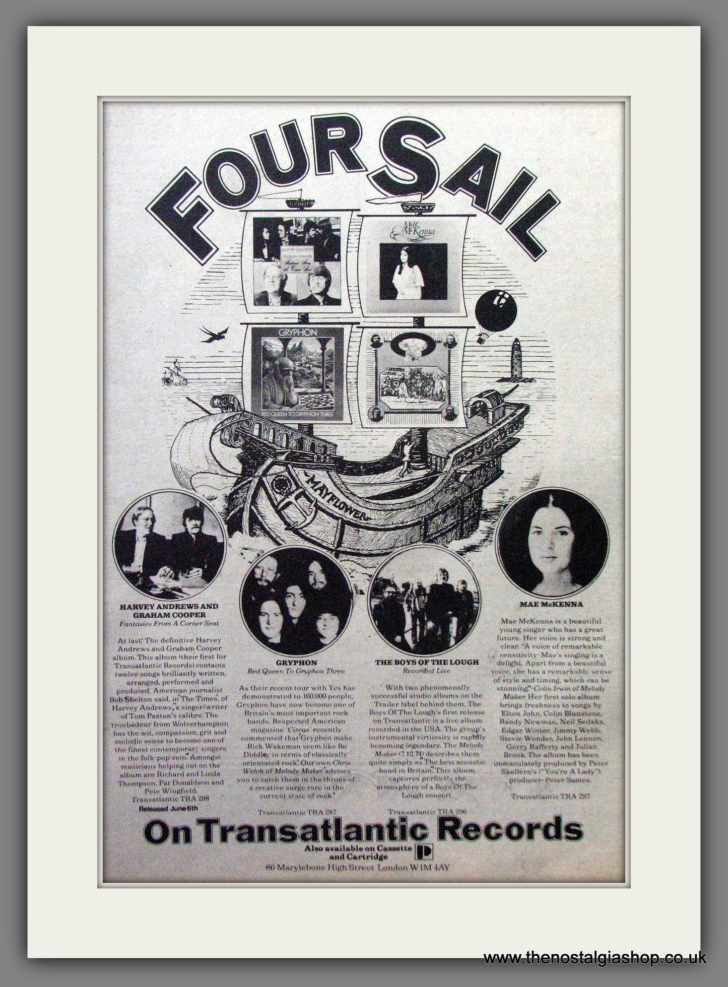 Four Sail Albums. Original Advert 1975 (ref AD13036)