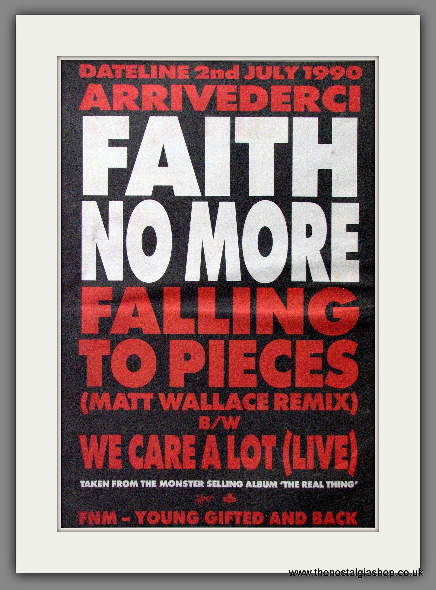 Faith No More Falling To Pieces. Original Advert 1990 (ref AD13052)