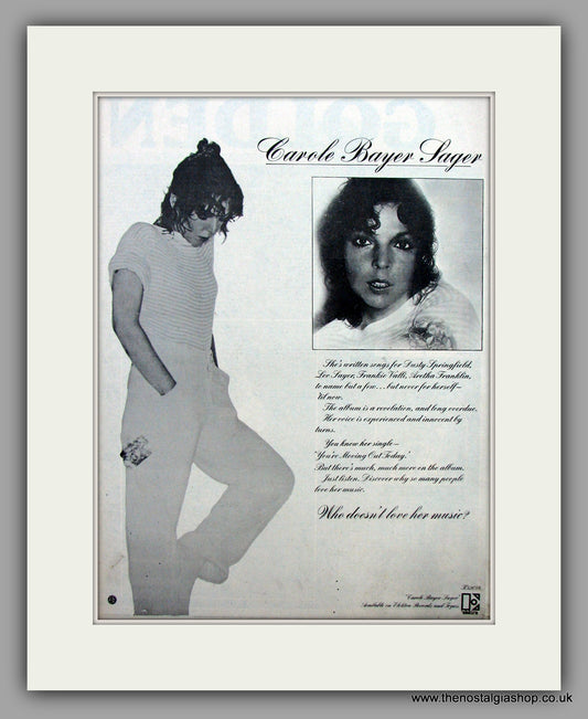 Carole Bayer Sager.  Original Vintage Advert 1977 (ref AD10490)