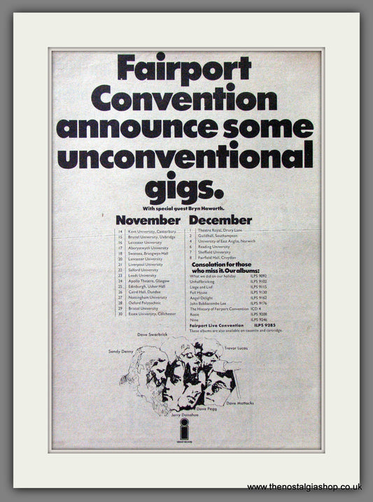 Fairport Convention Gig Dates. Original Advert 1974 (ref AD13070)