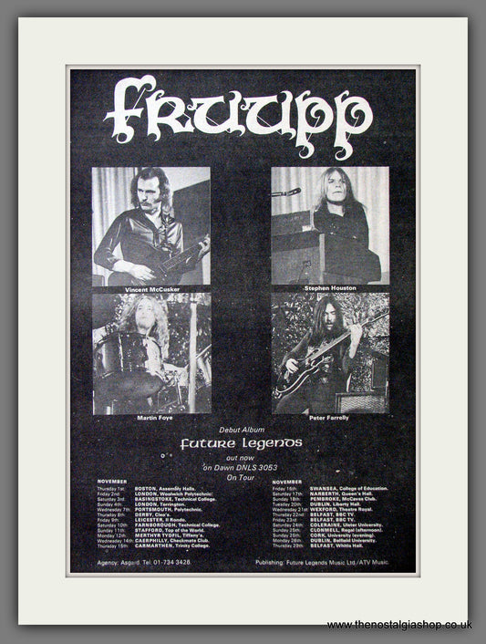 Fruupp Future Legends Tour Dates. Original Advert 1973 (ref AD13074)