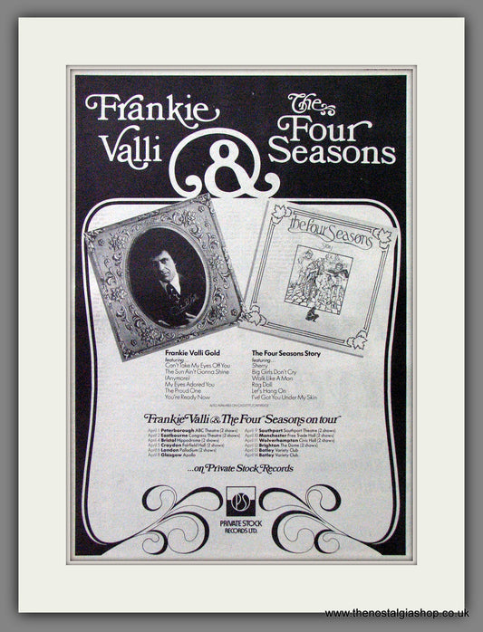 Frankie Valli & The Four Seasons On Tour. Original Advert 1976 (ref AD13086)