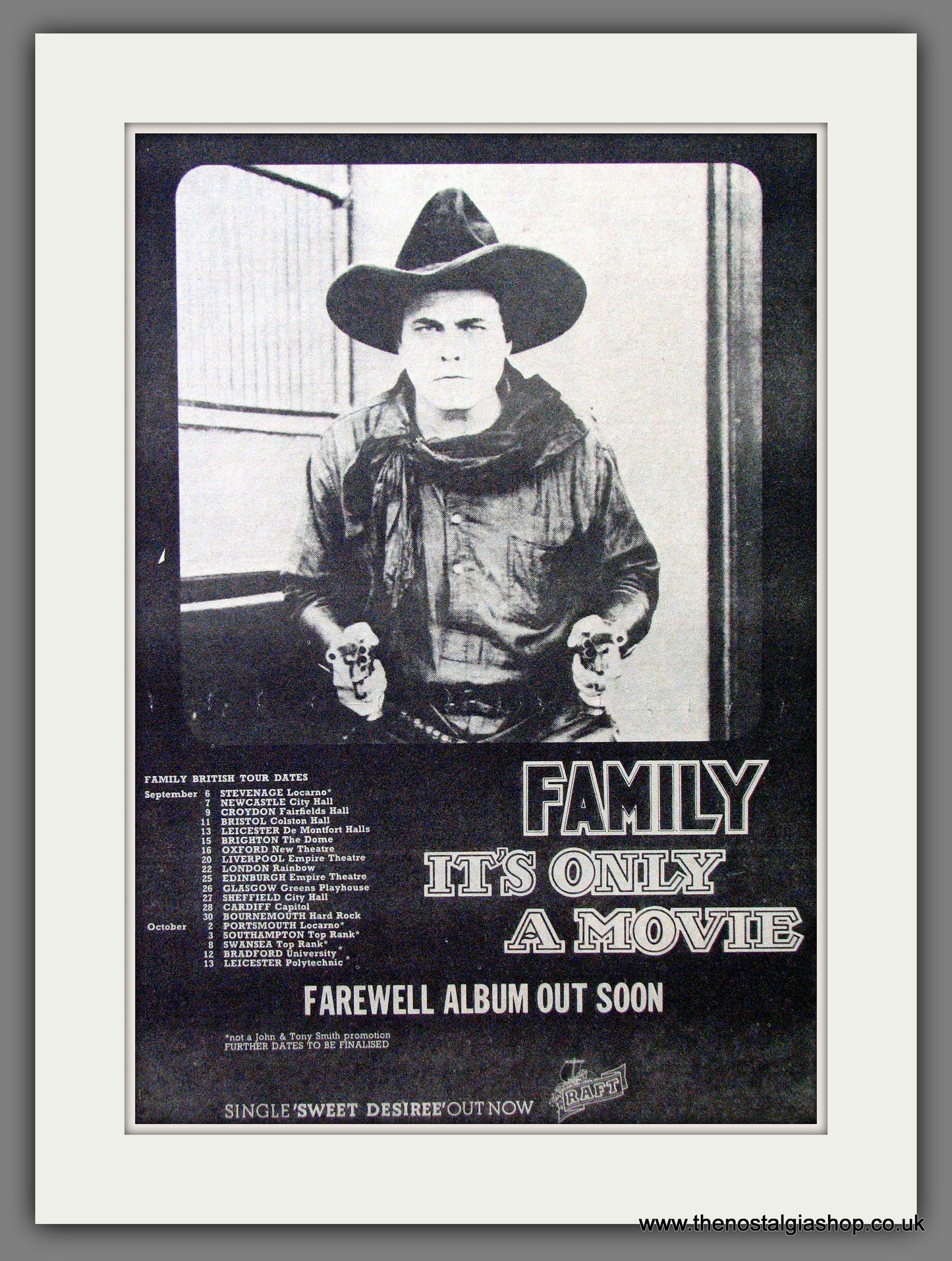 Family It's Only A Movie Tour Dates. Original Advert 1973 (ref AD13093)