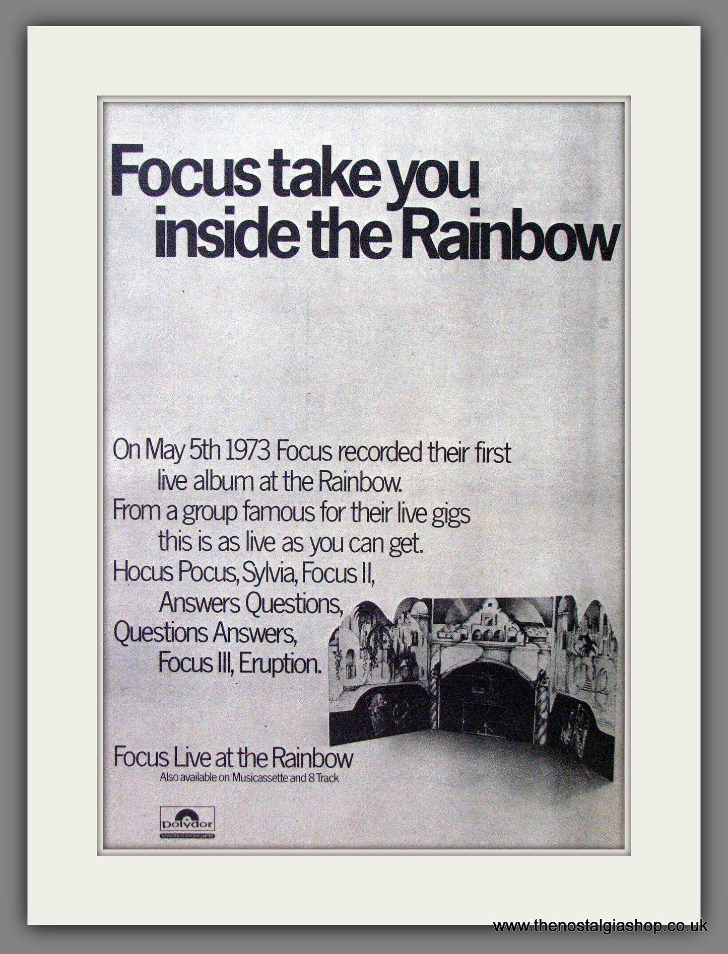 Focus At The Rainbow. Original Advert 1973 (ref AD13098)