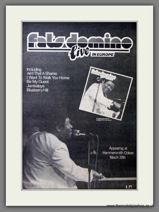 Fats Domino Live In Europe. Original Advert 1978 (ref AD13099)