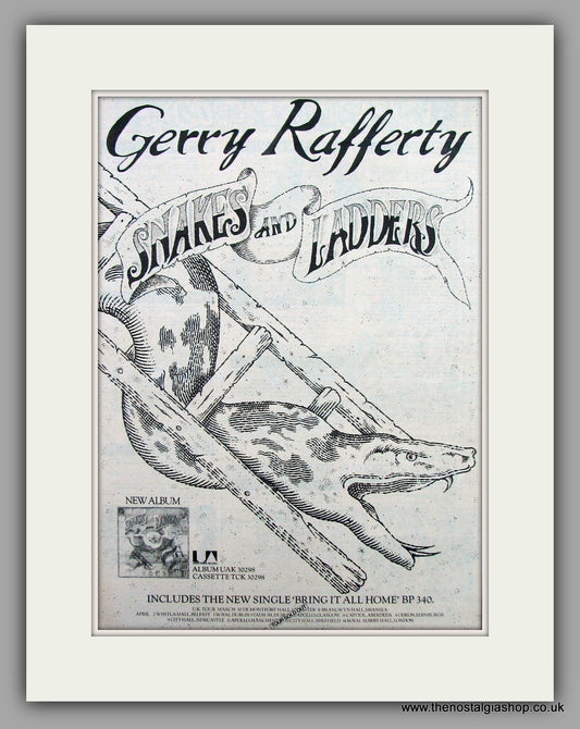 Gerry Rafferty-Snakes And Ladders.  Original Vintage Advert 1980 (ref AD10538)