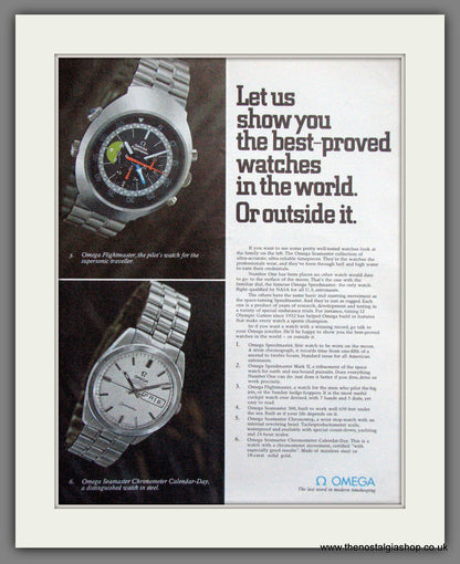 Omega Speedmaster and Seamaster Watches.  Original Double Advert 1970 (ref AD300144)