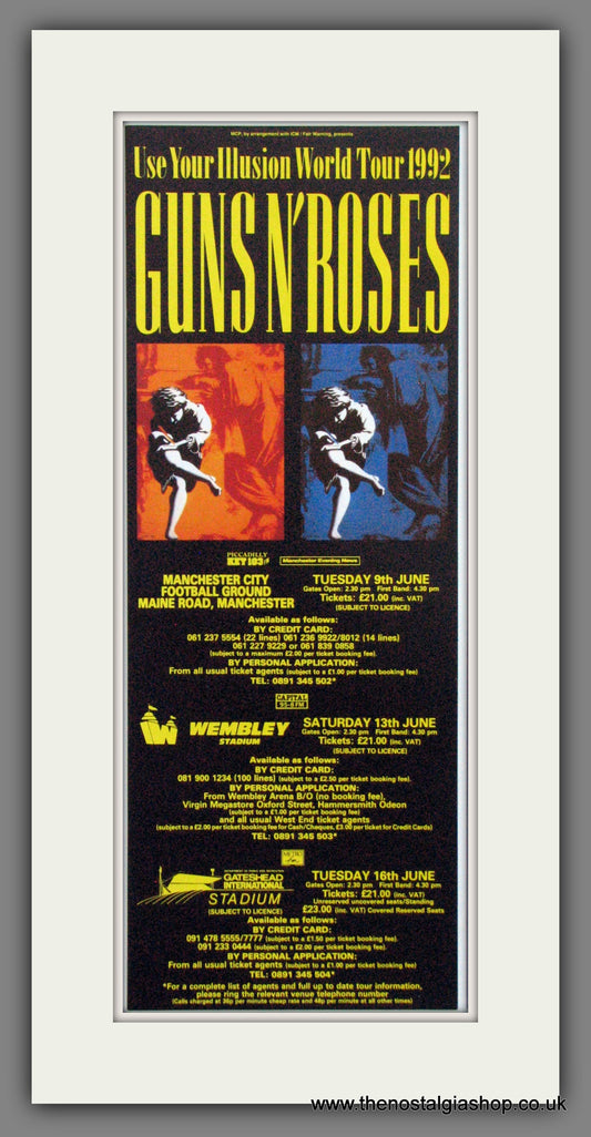 Guns N' Roses. Use Your Illusions Tour. Original Advert 1992 (ref AD55185)