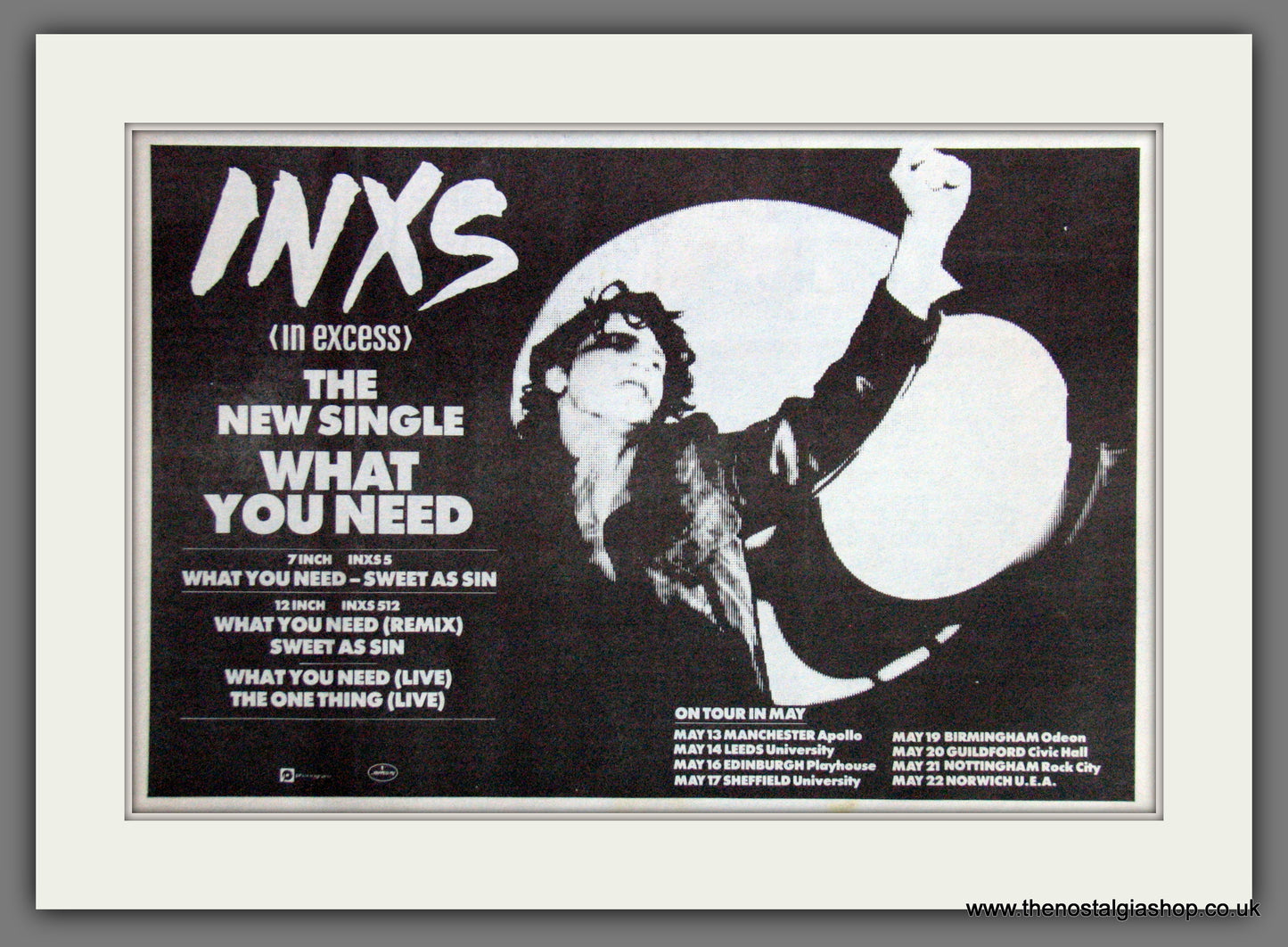 INXS What You Need. UK Tour. 1986 Original Advert (ref AD55191)