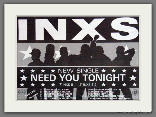 INXS Need You Tonight. UK Tour. 1987 Original Advert (ref AD55190)