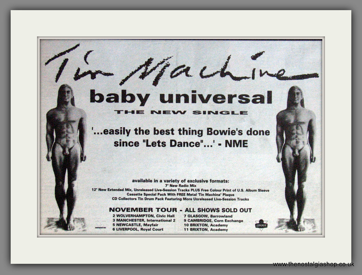 Tin Machine (David Bowie) Baby Universal. 1991 Original Advert (ref AD55199)