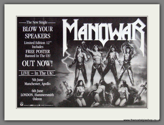 Manowar. Blow Your Speakers. UK Shows. 1987 Original Advert (ref AD55200)