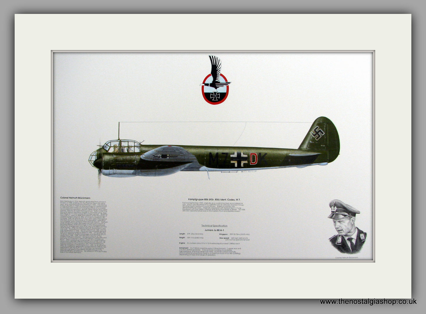 Kampfgruppe 806 (KGr. 806) Ident. Codes, M7. Mounted Aircraft print (ref AP006)