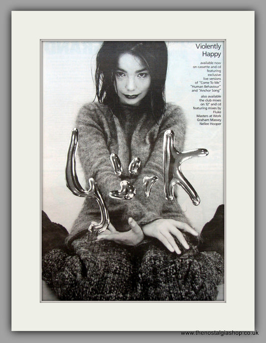 Bjork-Violently Happy.  Original Vintage Advert 1994 (ref AD10609)